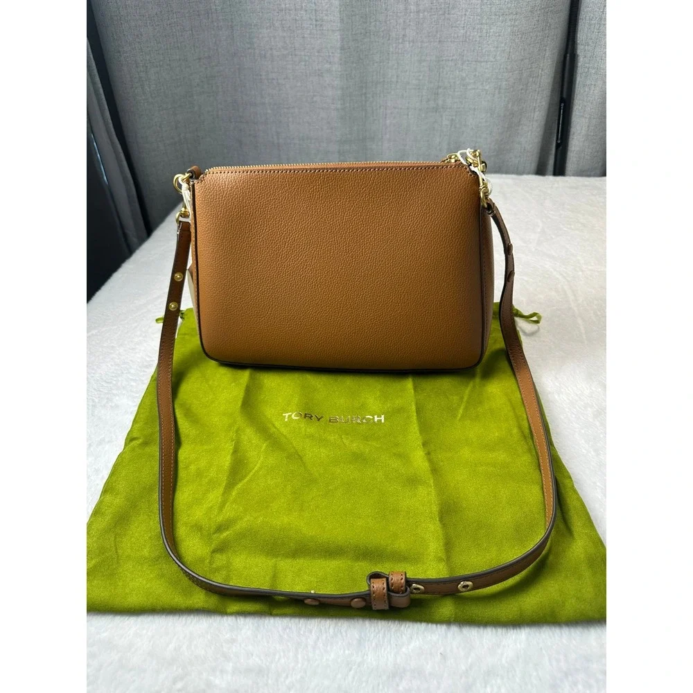 Tory Burch Perry Shoulder Bag Women OS Autumn Brown NEW Pebbled Leather 175544
